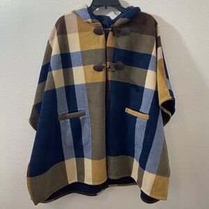 🔥💋QUIET LUXURY🥂GIFT IDEA! 🎁🎄 Oversized Hooded Fleece Plaid Poncho